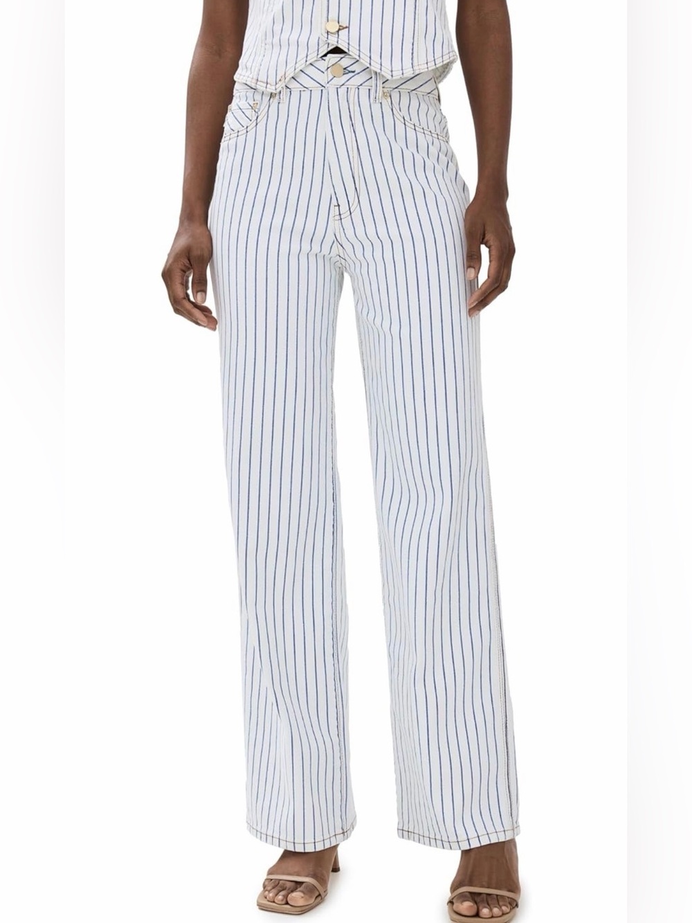 DL1961 GISELE WIDE LEG JEANS IN NAUTICAL STRIPE SIZE 33 NWT